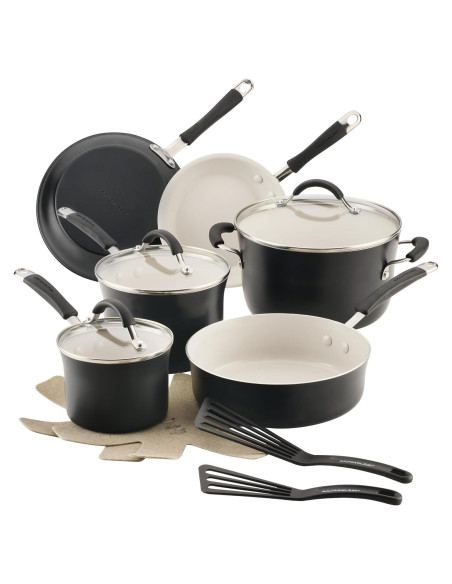 Juego de 13 Piezas de Ollas y Sartenes Antiadherentes Rachael Ray Juego de 13 Piezas de Ollas y Sartenes Antiadherentes Rachael Ray