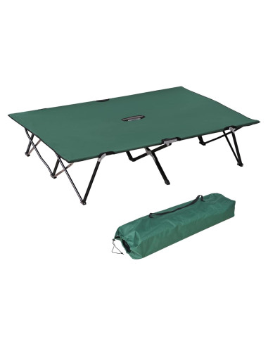 Cama Plegable para 2 Personas Verde 193x125x40 cm para Acampar