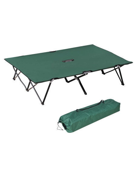 Cama Plegable para 2 Personas Verde 193x125x40 cm para Acampar Cama Plegable para 2 Personas Verde 193x125x40 cm para Acampar