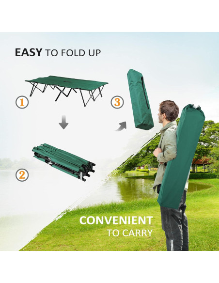 Cama Plegable para 2 Personas Verde 193x125x40 cm para Acampar Cama Plegable para 2 Personas Verde 193x125x40 cm para Acampar