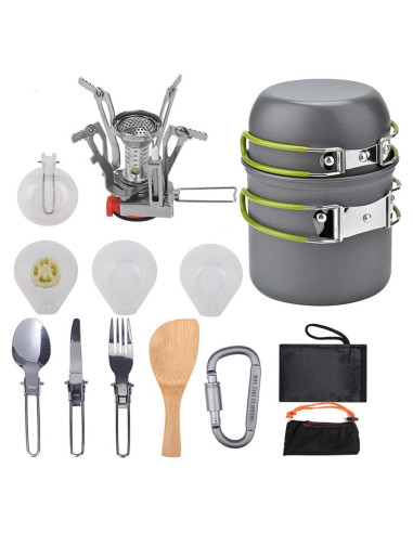 Kit de Cocina Camping Genérico 16 Piezas Aluminio y Acero