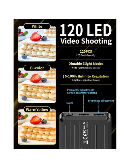 Luz de Selfie Portátil Povodo D10 con 120 LED y Batería 3000mAh Luz de Selfie Portátil Povodo D10 con 120 LED y Batería 3000mAh