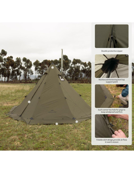 Tienda Teepee Naturehike Ranch Fire 4-6 Personas Impermeable Tienda Teepee Naturehike Ranch Fire 4-6 Personas Impermeable