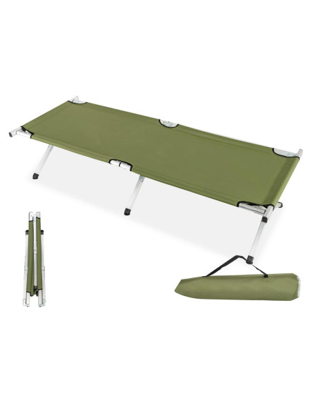 Cama de Camping Plegable VINGLI 188x63.5cm Verde Portátil Cama de Camping Plegable VINGLI 188x63.5cm Verde Portátil