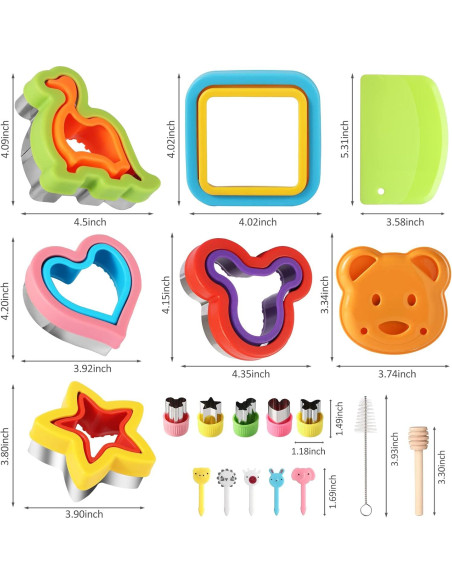 Juego de 24 cortadores de sándwich BAOWIN formas variadas Juego de 24 cortadores de sándwich BAOWIN formas variadas