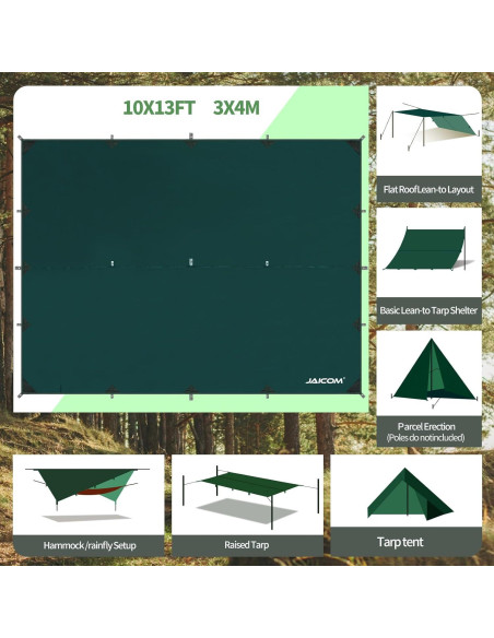Lona de Camping JAICOM 3.05x3.96m Impermeable Ultraligera Lona de Camping JAICOM 3.05x3.96m Impermeable Ultraligera
