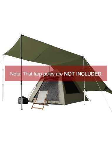 Lona de Camping REDCAMP Impermeable 3x5.1m UV50+ Verde