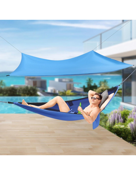 Hamaca de Camping HuaShuani con Toldo Impermeable 200kg Azul Hamaca de Camping HuaShuani con Toldo Impermeable 200kg Azul