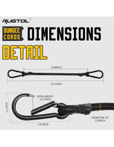 Cuerdas Bungee Rugtol 35 cm con Ganchos Carabiner Paquete de 4 2