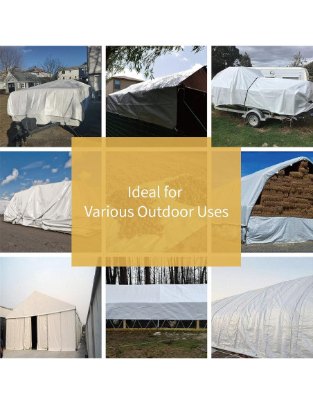 Lona Blanca Super Resistente 6.1x9.1m Impermeable 16mil Lona Blanca Super Resistente 6.1x9.1m Impermeable 16mil