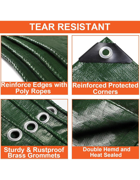 Lona Impermeable Bluyard 13x20 Pies 10 Mil Verde con Ojales Lona Impermeable Bluyard 13x20 Pies 10 Mil Verde con Ojales