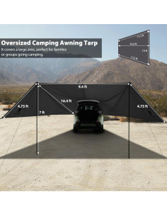 Toldo de Camping GEERTOP para Automóvil 196x263cm Impermeable 2