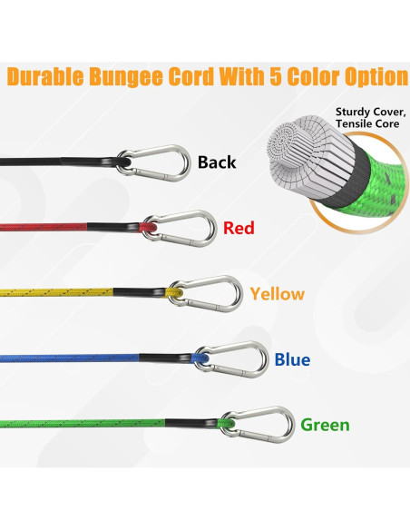 Cuerdas Bungee Sprookber 46 cm con Mosquetón Acero Inoxidable - Set de 4 Cuerdas Bungee Sprookber 46 cm con Mosquetón Acero Inoxidable - Set de 4