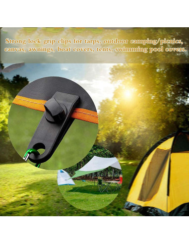 30 Clips de Tarp Alta Resistencia Senylanhxy con Cuerdas y Mosquetones