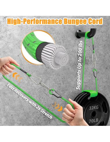 Cuerdas Bungee Sprookber 46 cm con Mosquetón Acero Inoxidable - Set de 4