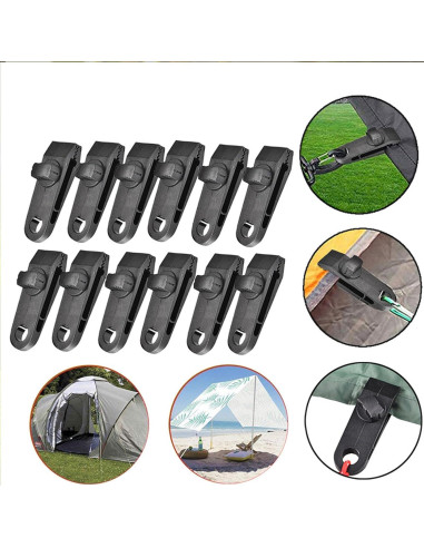 30 Clips de Tarp Alta Resistencia Senylanhxy con Cuerdas y Mosquetones