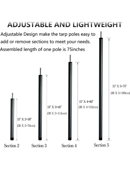 Postes ajustables para toldo Hibinew HB - Acero 190.5 cm Postes ajustables para toldo Hibinew HB - Acero 190.5 cm
