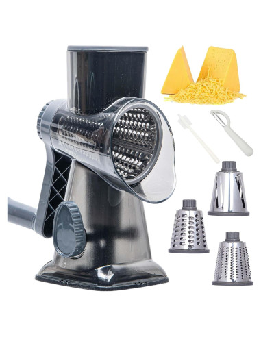 Rallador de Queso Rotatorio Mannilayco 3 en 1 Acero Inoxidable