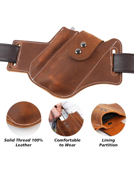 Funda de Cuero Biobasedon para Multiherramienta EDC Marrón Funda de Cuero Biobasedon para Multiherramienta EDC Marrón