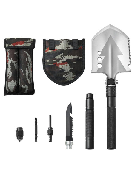 Pala de Supervivencia Happybuy 8 en 1 Grado Militar Compacta Pala de Supervivencia Happybuy 8 en 1 Grado Militar Compacta