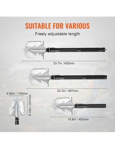 Pala de Supervivencia Happybuy 8 en 1 Grado Militar Compacta
