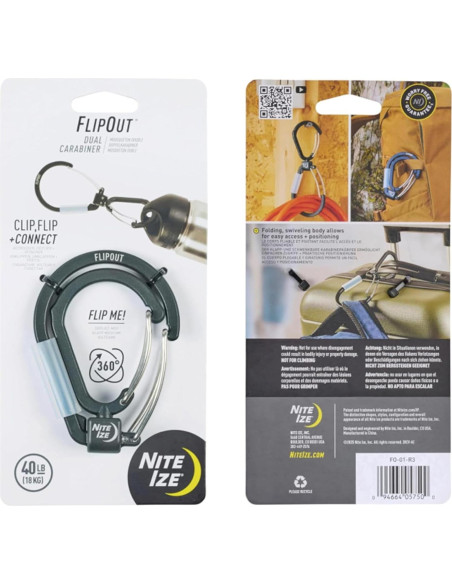 Mosquetón Doble Nite Ize FlipOut - Aluminio 18 kg - Plegable Mosquetón Doble Nite Ize FlipOut - Aluminio 18 kg - Plegable