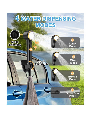 Ducha Portátil WADEO Camping 8000mAh IPX8 5 Modos de Rocío