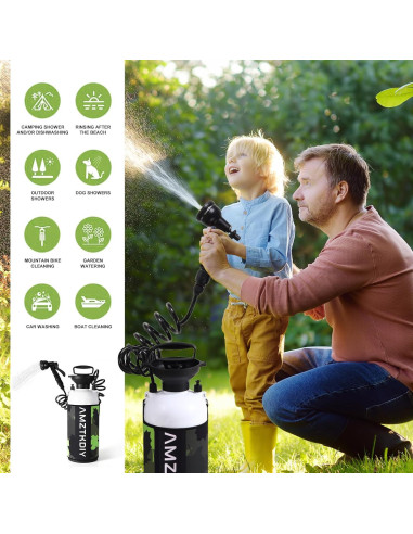 Ducha portátil AMZTKDIY 2 Galones 7.6L alta presión camping