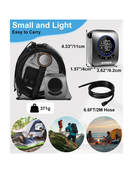 Ducha Portátil WADEO Camping 8000mAh IPX8 5 Modos de Rocío Ducha Portátil WADEO Camping 8000mAh IPX8 5 Modos de Rocío