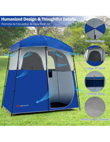 Carpa de Ducha Goplus 2 Habitaciones Impermeable 2.13m x 1.07m