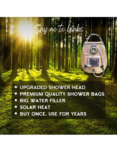 Bolsa de Ducha Solar EZ USE 20L - Ducha Portátil Camping Verde