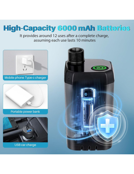 Ducha Portátil Recargable COOLIGO 6000mAh 2000W LED Camping Ducha Portátil Recargable COOLIGO 6000mAh 2000W LED Camping