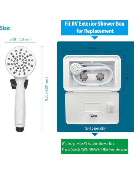 Cabezal de Ducha Awelife RV con Manguera e Interruptor Blanco Cabezal de Ducha Awelife RV con Manguera e Interruptor Blanco