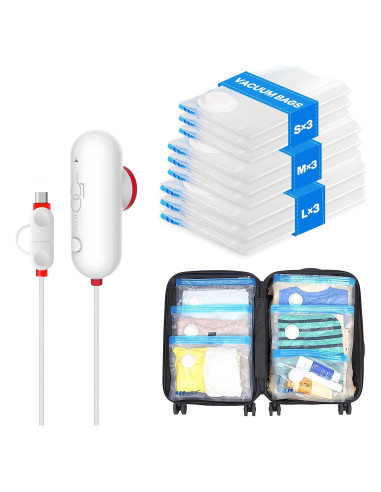 VMstr 9 Bolsas de Almacenamiento al Vacío con Bomba USB
