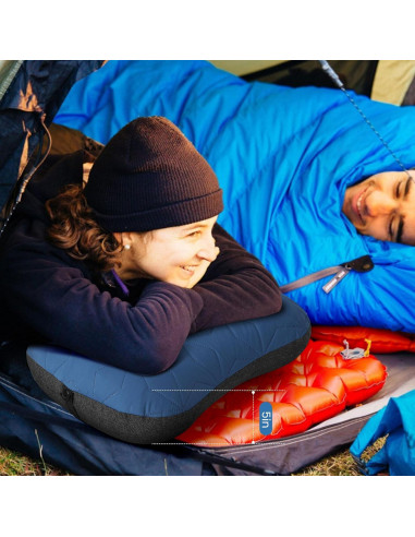 Almohada Inflable de Camping UWILLION Azul Ergonómica 12.7cm