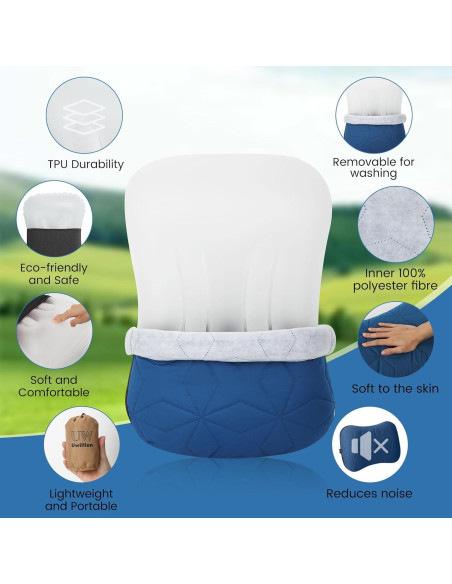 Almohada Inflable de Camping UWILLION Azul Ergonómica 12.7cm Almohada Inflable de Camping UWILLION Azul Ergonómica 12.7cm