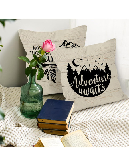 Fundas Decorativas para Cojines HUYAW Juego de 4 Camping 45x45cm Fundas Decorativas para Cojines HUYAW Juego de 4 Camping 45x45cm
