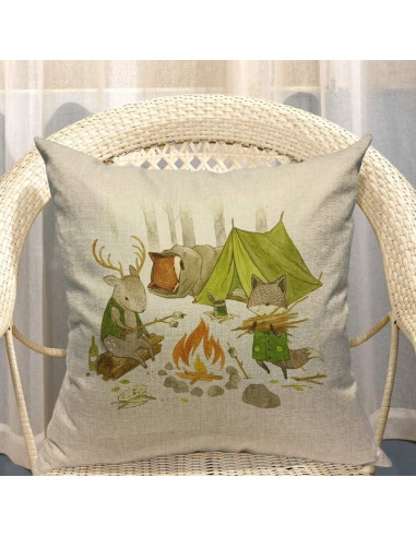 Funda de Cojín Cuadrada Mugod 45x45 cm Animales Camping