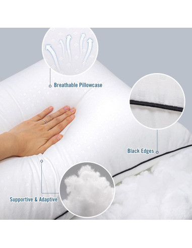 Almohadas Queen Higoom - Paquete de 4, Lavables, Suaves y Soporte
