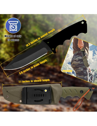 Cuchillo Táctico de Supervivencia Brarvagur Verde 26.67 cm