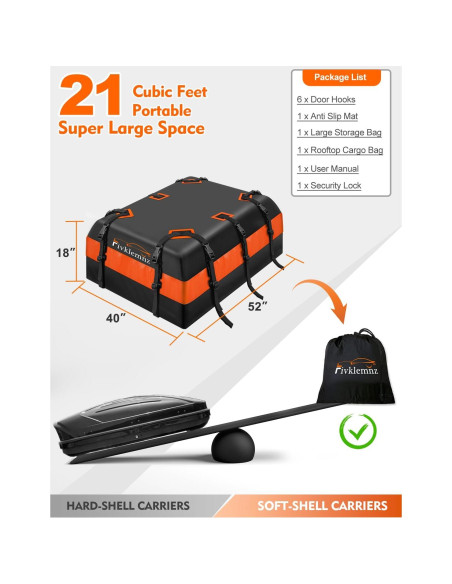 Transportador de Carga Techo FIVKLEMNZ 21 Pies Cúbicos Transportador de Carga Techo FIVKLEMNZ 21 Pies Cúbicos