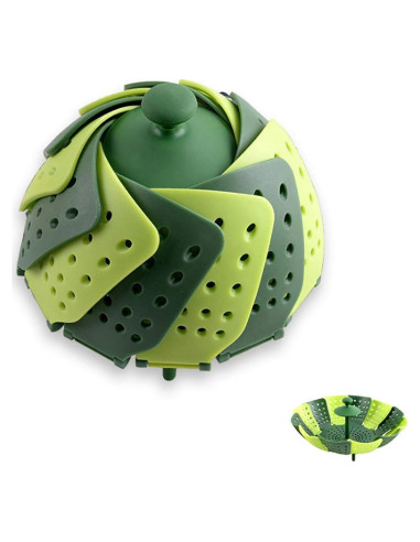 Cesta de Vapor Lotus Verde Plegable Libre de BPA 25 cm