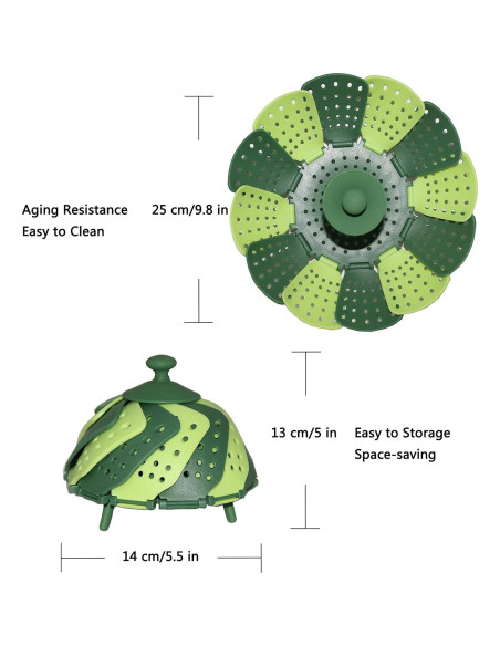 Cesta de Vapor Lotus Verde Plegable Libre de BPA 25 cm Cesta de Vapor Lotus Verde Plegable Libre de BPA 25 cm