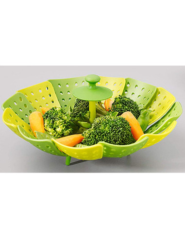 Cesta de Vapor Lotus Verde Plegable Libre de BPA 25 cm