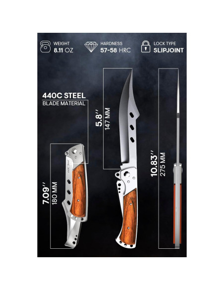 Cuchillo Plegable Grand Way de Madera de Rosa 27.5 cm Cuchillo Plegable Grand Way de Madera de Rosa 27.5 cm