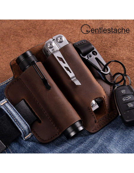 Funda de Cuero Gentlestache para Multiherramienta EDC Marrón Funda de Cuero Gentlestache para Multiherramienta EDC Marrón