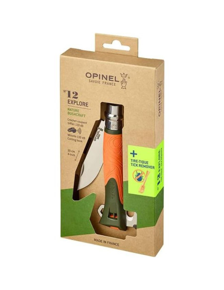 Cuchillo de Camping Opinel No.12 Explorar Verde con Removedor de Garrapatas Cuchillo de Camping Opinel No.12 Explorar Verde con Removedor de Garrapatas