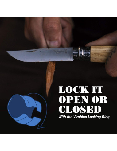 Cuchillo Plegable Opinel No.08 Acero Inoxidable Madera Olivo