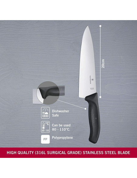 Cuchillo de Chef Victorinox Swiss Classic 20.3 cm Mango Negro Cuchillo de Chef Victorinox Swiss Classic 20.3 cm Mango Negro