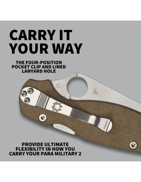 Cuchillo Spyderco Para Military 2 CPM Cru-Wear 8.81 cm Micarta Cuchillo Spyderco Para Military 2 CPM Cru-Wear 8.81 cm Micarta